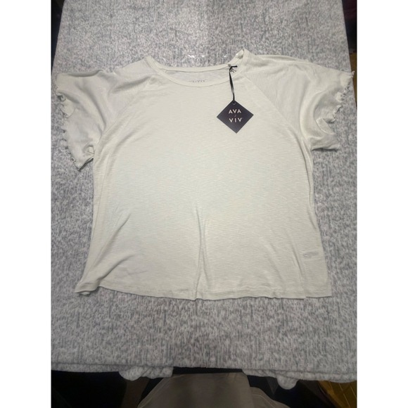 Ava & Viv Tops - AVA & VIV Womens Plus Size White T Shirt Ruffle Sleeve Casual Top 2X NWT.